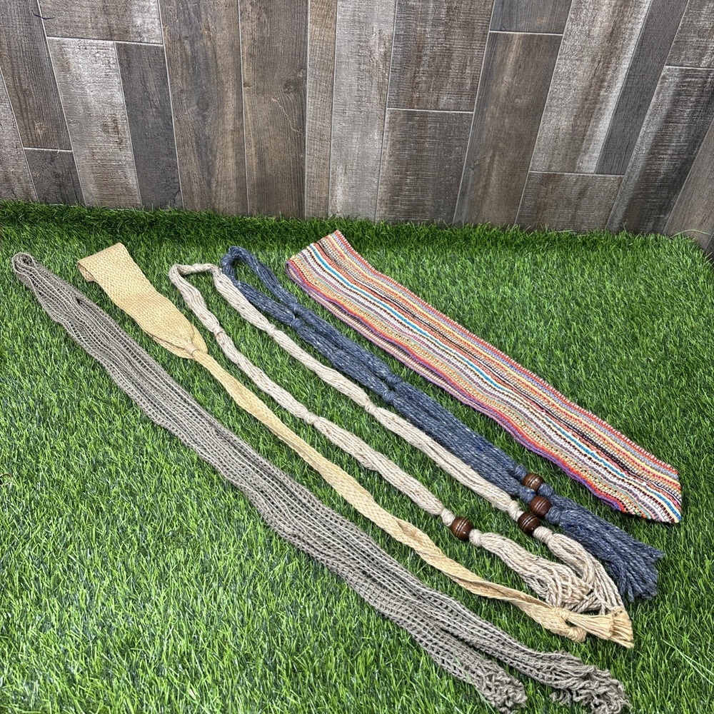 Lot of 5 Vintage Boho Woven Macrame Belts 70s 90s Y2K